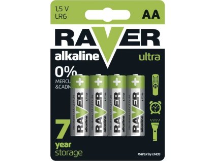 Baterie alkalická Raver Ultra AA (LR6) tužková 4ks