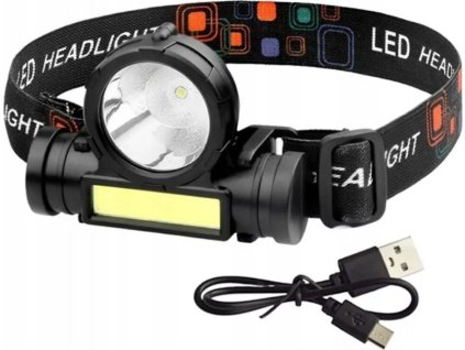 Svítilna čelovka LED a COB LED nabíjecí USB B-SQUL (XJ5276)