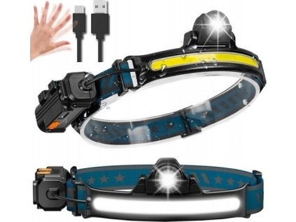 Svítilna čelovka XM-L2 a COB LED pásek ZOOM nabíjecí USB B-SQUL (XJ5103)