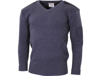 Svetr britský s výstřihem do V šedomodrý RAF (Velikost 82 (XXS) použitý)
