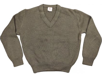 Svetr Jumper vlněný výstřih do V zelený Francie (Vyberte velikost (4) 104 použitý)