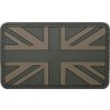 Nášivka vlajka Velká Británie Velcro 3D PVC 8 x 5cm oliv 36507D