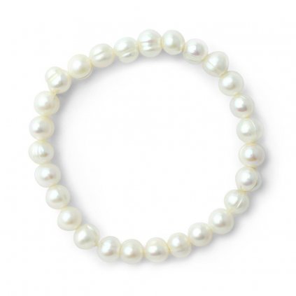 Náramek z  pravých říčních perel Runa, bílá