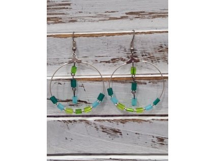 Náušnice kruhy zelené korálky nové