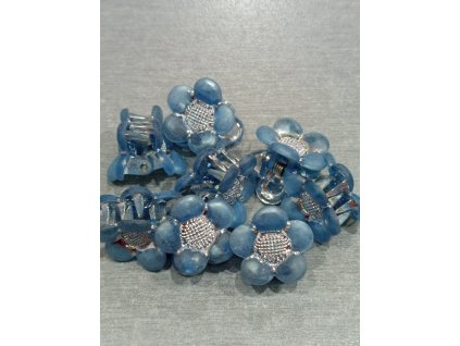 Skřipec do vlasů kytička 2 cm 1 balení 8 ks -modrá