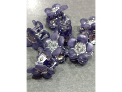 Skřipec do vlasů kytička 2 cm 1 balení 10 kusů – Fialová