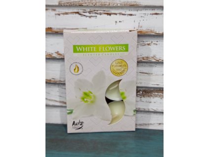 Čajové svíčky Vhite Flowers 6 ks
