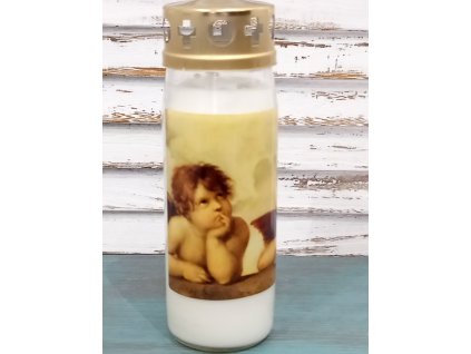 Hřbitovní svíčka s víčkem Anděl sklo 190 g