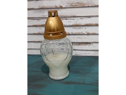 Hřbitovní svíčka s víčkem /Srdíčko/ sklo 100 g