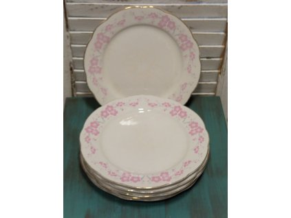 Mělký starý porcelánový talíře 6 kusů