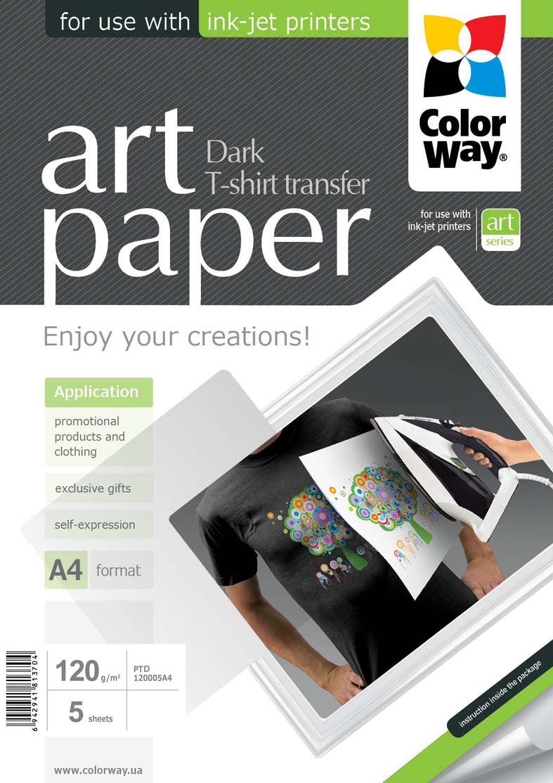 Nažehľovací papier CW na tmavý textil 120g/m²,A4,5ks
