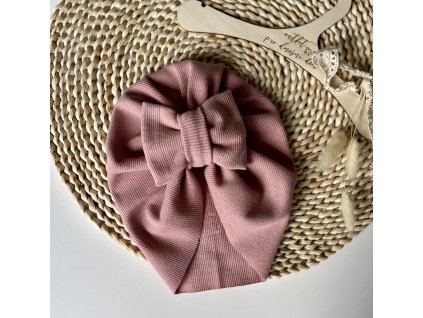 Turban žebro Dusty Pink