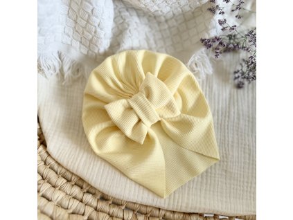 Dívčí TURBAN žebro s mašlí VANILKA