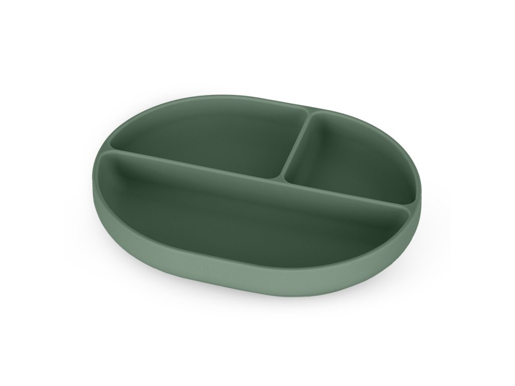 PETITE&MARS Tanierik silikónový deliaci oválny Take&Match Misty Green 6m+