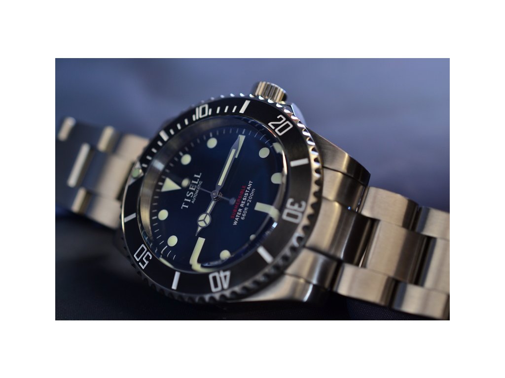 TISELL Automatic Vintage Diver Watch 40 mm, Black Without Date