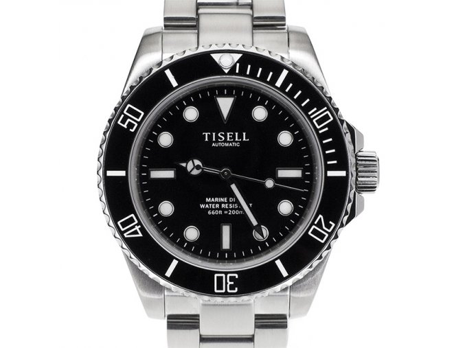 TISELL Automatic Diver Watch Black Without Date 40 mm