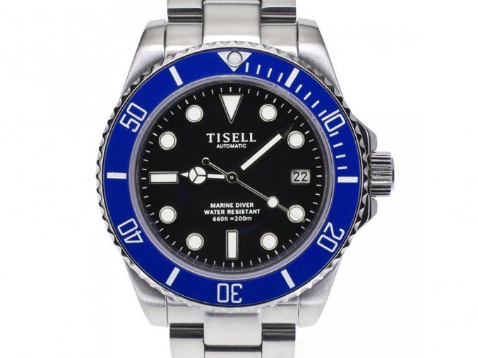 TISELL Automatic Diver Watch Blue-Black 40 mm