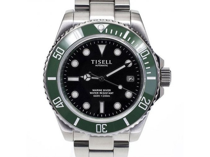 TISELL Automatic Diver Watch Green-Black date 40 mm