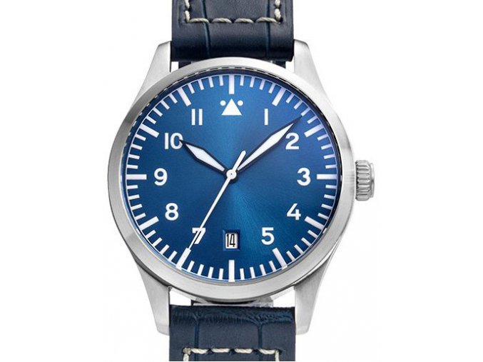 TISELL Pilot Watch  40 mm, Blue Date, Hammer crown