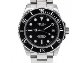 TISELL Automatic Diver Watch Black 40 mm, date without cyclops