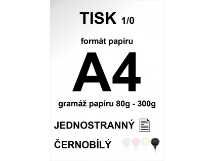 01 - Tisk černobílý A4 jednostranný matný papír