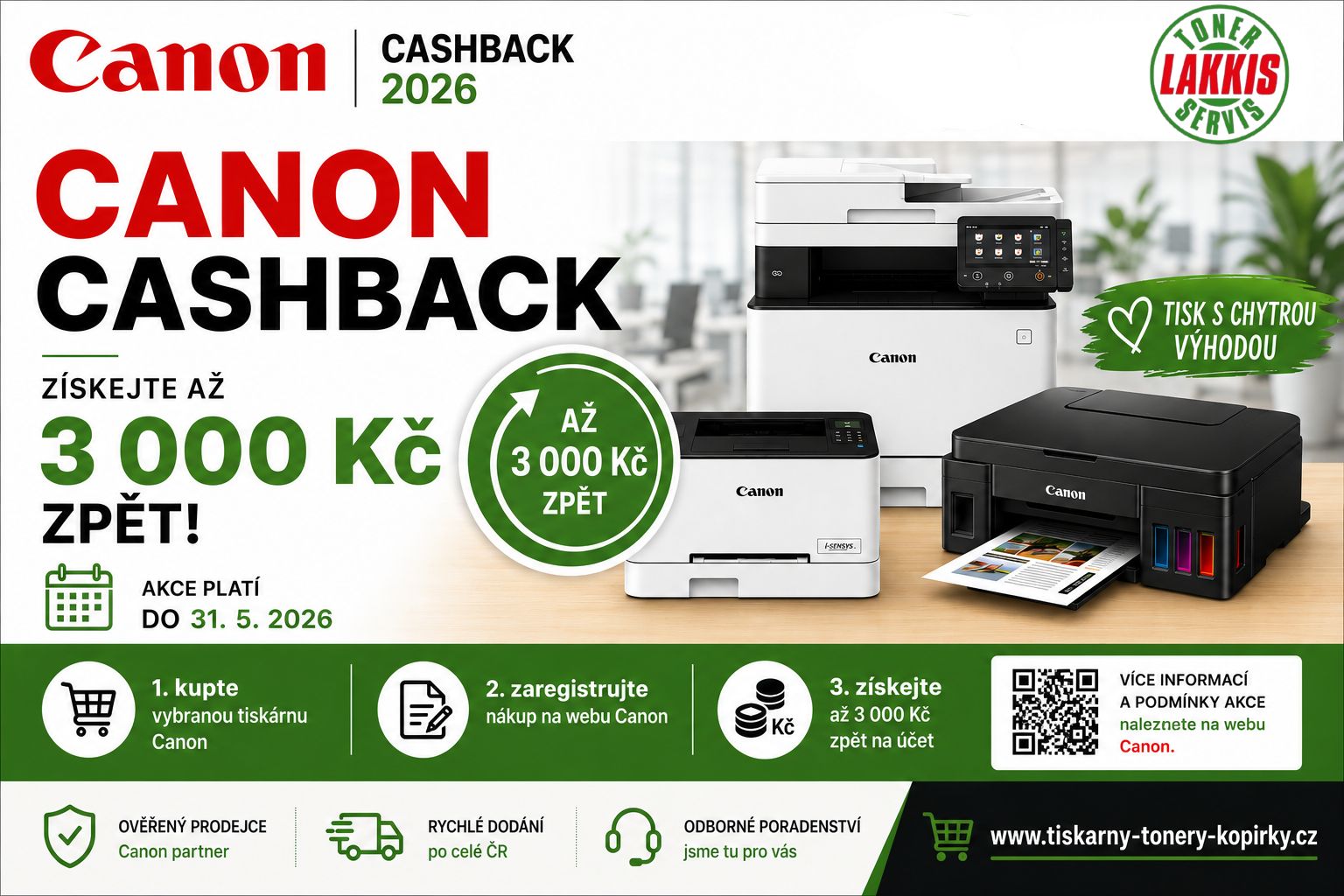 CANON CASHBACK AŽ 3 000 Kč