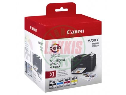Canon 9182B004 / PGI 1500 XL CMYK - Originální černá červená modrá žlutá inkoustová náplň v multipacku Canon pro tiskárny Canon Maxify MB 2000 Series / MB 2050 / MB 2300 Series / MB 2350
