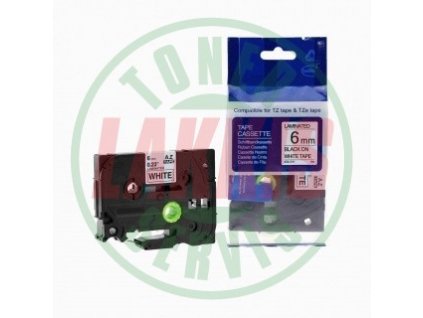 Lakkis toner páska za BROTHER TZE-211 - 6 mm bílá - černý tisk - kompatibilní