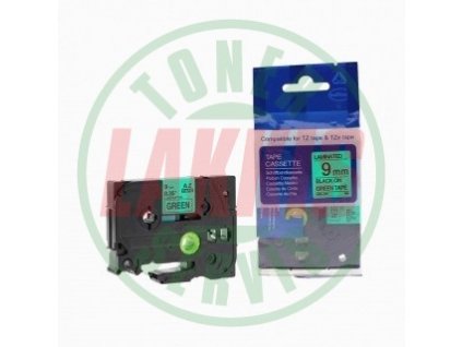 Lakkis toner páska za BROTHER TZE-721 - 9 mm zelená - černý tisk - kompatibilní