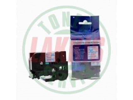 Lakkis toner páska za BROTHER TZE-263 - 36 mm bílá - modrý tisk - kompatibilní