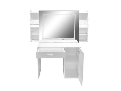 Aga Toaletní stolek se zrcadlem a LED osvětlením + taburet Matný bílý