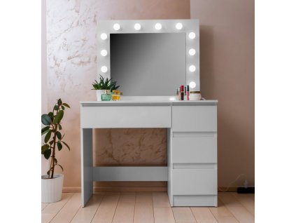 k15237 aga toaletni stolek se zrcadlem a osvetlenim leskly bily 7