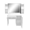 Aga Toaletní stolek se zrcadlem a LED osvětlením + taburet Matný bílý