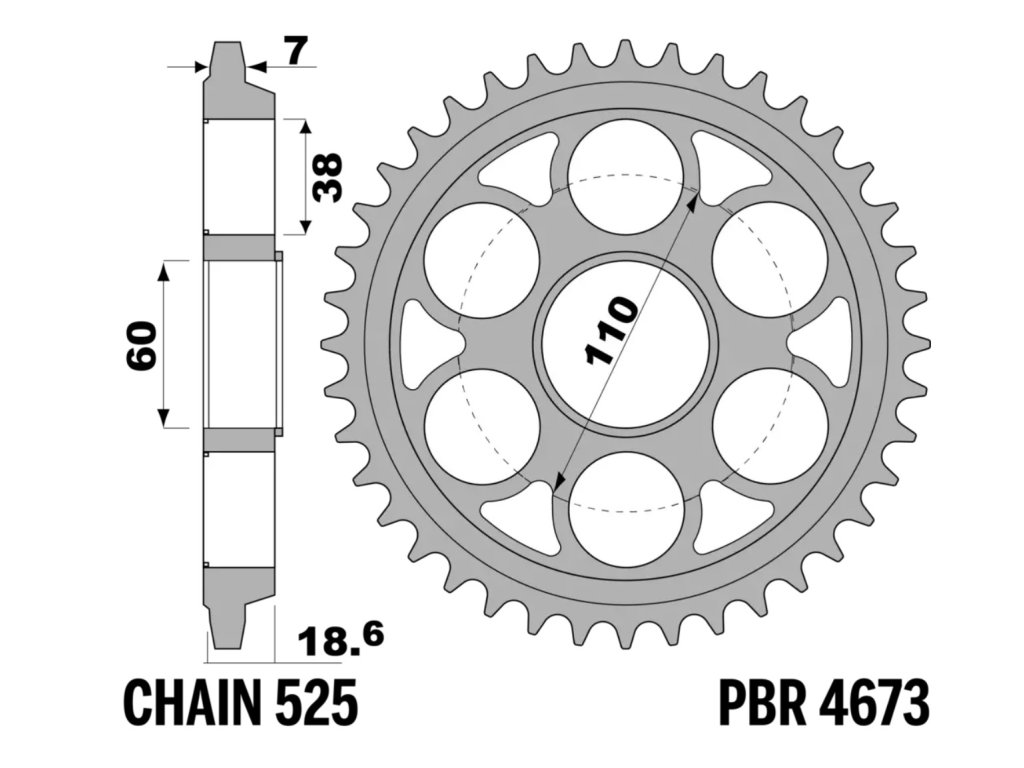 Rozeta ocelová temperovaná PBR Sprockets pro DUCATI 1200 MULTISTRADA 2010 - 2016 mod. 525
