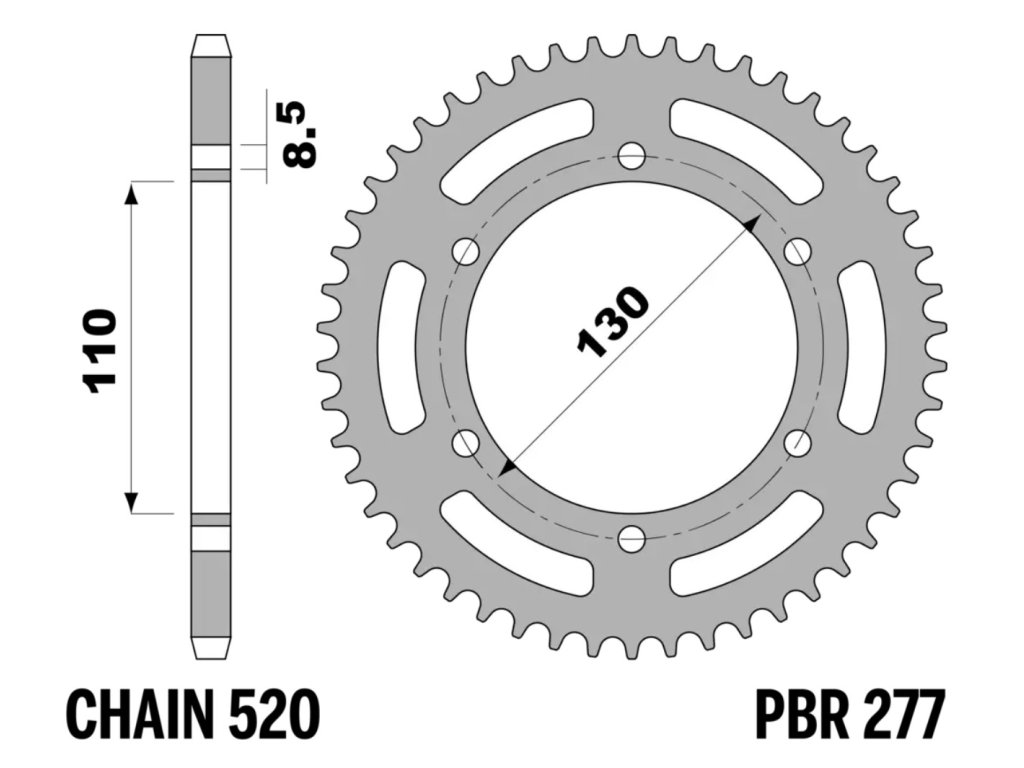 Rozeta ocelová PBR Sprockets pro GILERA 125 1990-1993 mod.520