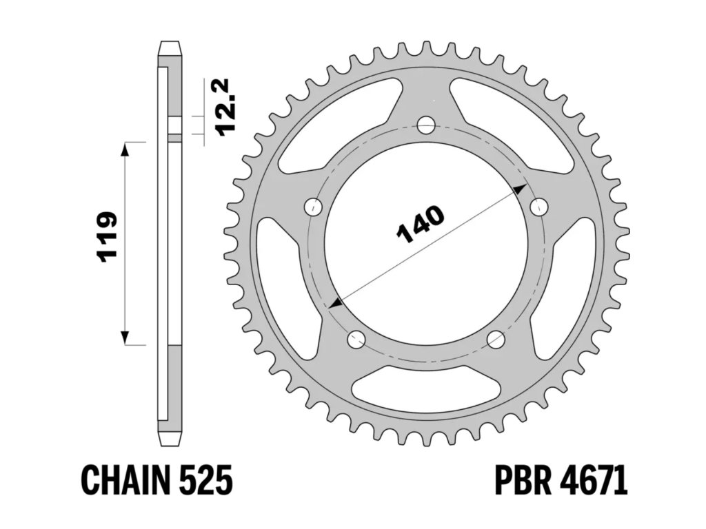 Rozeta ocelová (temperovaná ocel) PBR Sprockets pro BMW S1000R /RR 2021-2024 mod. 525