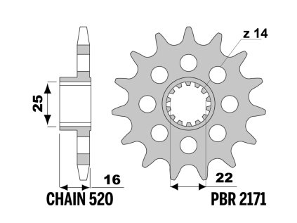 Sekundární řetězové kolečko PBR Sprockets pro DUCATI 848/950/999/1098/1099/1100/1198/1200/ Hypermotard/ Multistrada/ Monster/ Scrambler mod.520 RACING