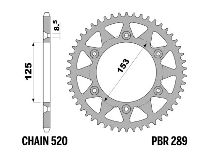 Rozeta ocelová PBR Sprockets pro HM/HONDA HM/ HONDA CR/ CRF/ XR mod.520