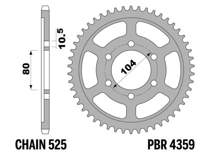 Rozeta ergalová PBR Sprockets pro KAWASAKI Z/ ZX/ ZX-R/ ZX-RR/ Z-RS/ KLZ/ VERSYS 600/750/900/1000 mod.525