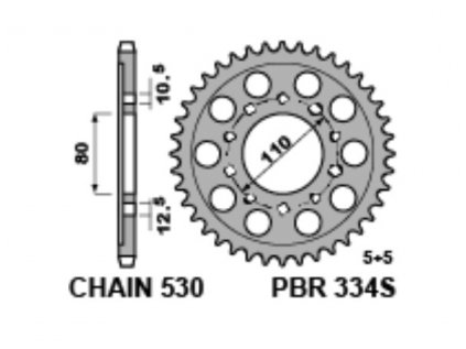 Rozeta ocelová PBR Sprockets pro HONDA 400/500/550/750/1000/1100/ TRIUMPH  750/900/950/1200 mod.530