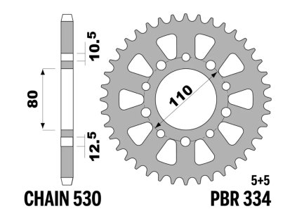 Rozeta ocelová PBR Sprockets pro HONDA CB/ CBR/ CB-F/ VF/ VF-F/ VF-C 400/500/550/750/1000/1100/ TRIUMPH  DAYTONA/ TROPHY/ ADVENTURER/ TIGER 750/900/950/1200 mod.530