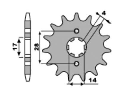 Sekundární řetězové kolečko PBR Sprockets pro DERBI/ HONDA/ MONDIAL/ SUZUKI/ 50/90/125 mod.428