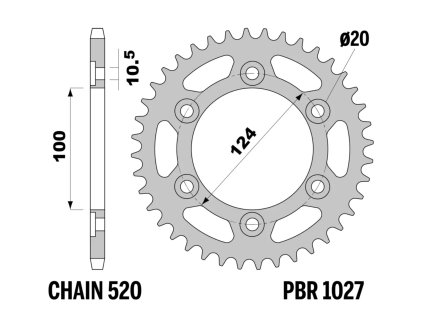 Rozeta ocelová PBR Sprockets pro DUCATI Monster/ Supersport/ Superlight/ Passo/  400/600/695/750/851/888/900/ mod.520