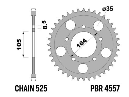 Rozeta ocelová PBR Sprockets pro Gilera 800/ Aprilia 850 mod.525