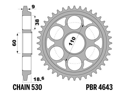 Rozeta ocelová temperovaná PBR Sprockets pro DUCATI 1200/1260 MULTISTRADA 2010-2022 mod.530