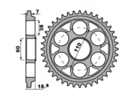 Rozeta ergalová PBR Sprockets pro DUCATI 1098/1198/SF1099/SF V4/DIAVEL 1200/DIAVEL 1260, mod.525