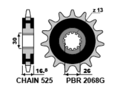 Sekundární tiché řetězové kolečko PBR Sprockets RSS pro Honda 600/650/900/1000/1100/ CBR/CB-F/CRF Africa TWIN/XL-V mod.525