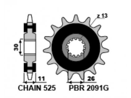 Sekundární tiché řetězové kolečko PBR Sprockets RSS pro YAMAHA 700/800/850/900/1000 R1/ MT/ XSR/ NIKKEN mod.525