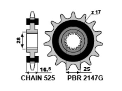 Sekundární tiché řetězové kolečko PBR Sprockets RSS pro KTM 950/990/1050/1190/1290/ ADVENTURE/RC8/SUPER DUKE mod.525