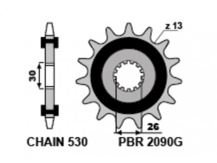 Sekundární tiché řetězové kolečko PBR Sprockets RSS pro TRIUMPH 750/900/950/955/1000/1050/ TIGER/ DAYTONA/ SPEED TRIPLE mod.530